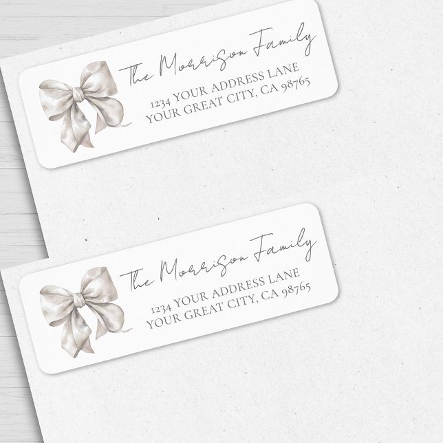 Elegant White Bow Return Address Label (Elegant White Bow Return Address label)