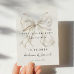 Elegant White Bow Save the Date Card<br><div class="desc">"We're tying the knot" wedding save the date invitation with an elegant white bow design and handwritten script font.</div>