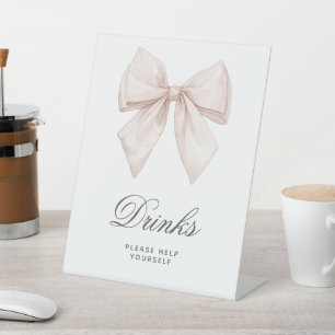 Elegant White Bow Shower Drinks Sign