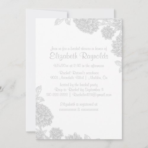 Elegant White Bridal Shower Invitations
