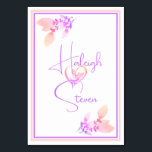 Elegant White, Bright Pink & Violet Wedding Table Number<br><div class="desc">This is floral design in bright pink and violet hues on a white table card suitable for weddings or other parties. One side has the bride and groom names with artwork,  while the reverse has the table number.</div>