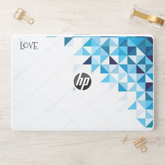 Elegant White & Bule  HP Laptop Skin (Desk)