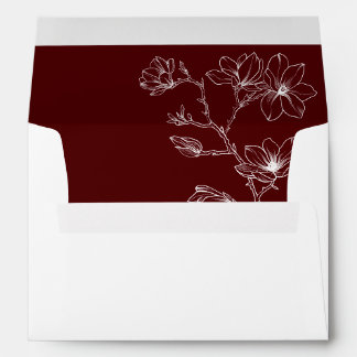 Elegant White & Burgundy Floral Wedding Envelope