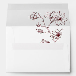Elegant White & Burgundy Floral Wedding Envelope