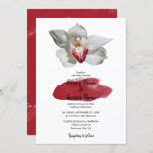 Elegant White Burgundy Orchid Wedding Invitations