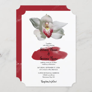 Elegant White Burgundy Orchid Wedding Invitations