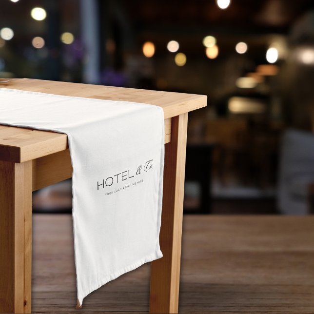 Elegant White Business Logo Event Display Branded Long Table Runner (Creator Uploaded)