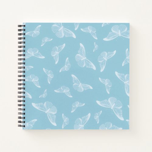 Elegant White Butterflies Ditsy Pattern  Notebook