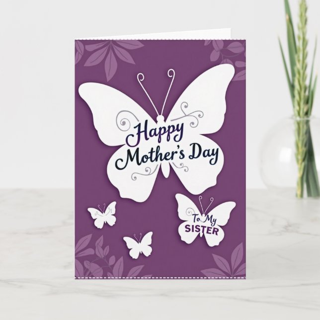 Elegant White Butterfly Love Card (Front)