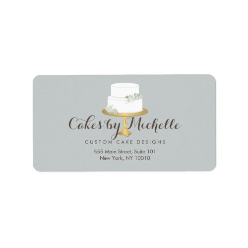 Elegant White Cake with Florals Cake Decorating Label
