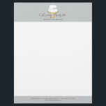 Elegant White Cake with Florals Cake Decorating Letterhead<br><div class="desc">Coordinates with the Elegant White with Florals Cake Decorating Business Card Template by 1201AM. An elegant white tiered cake decorated with white flowers sits atop a faux gold cake stand for a beautiful aesthetic on this bakery or cake decorator's letterhead template. Update the calligraphic text with your name or business...</div>