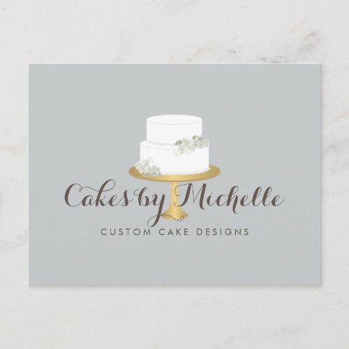 Elegant White Cake with Florals Cake Decorating Postcard