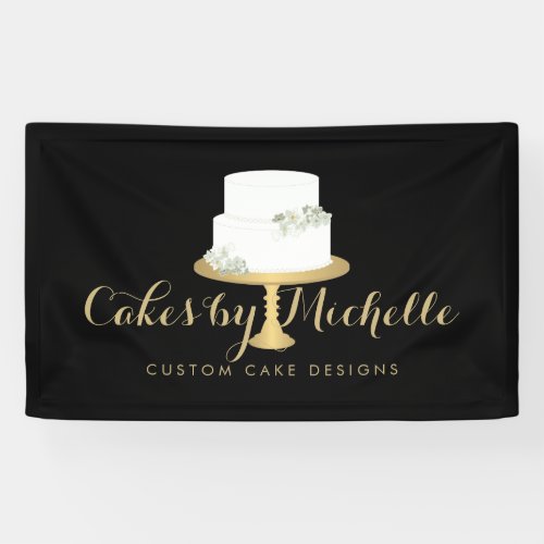 Elegant White Cake with Florals II Cake Decorating Banner