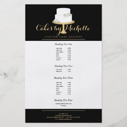 Elegant White Cake with Florals II Cake Decorating Flyer