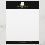Elegant White Cake with Florals II Cake Decorating Letterhead<br><div class="desc">Coordinates with the Elegant White with Florals II Cake Decorating Business Card Template by 1201AM. An elegant white tiered cake decorated with white flowers sits atop a faux gold cake stand for a beautiful aesthetic on this bakery or cake decorator's letterhead template. Update the calligraphic text with your name or...</div>