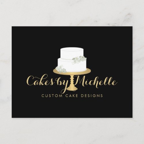 Elegant White Cake with Florals II Cake Decorating Postcard