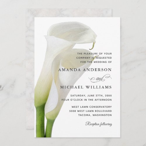 Elegant White Calla Lilies Floral Wedding Invitation