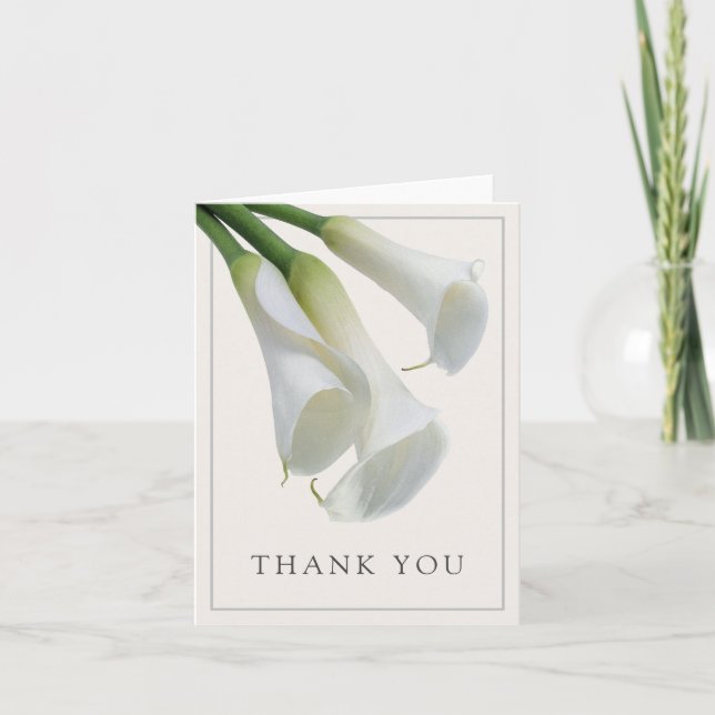 Elegant White Calla Lilies Thank You Card (Front)