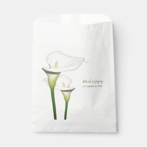 Elegant White Calla Lilies Wedding Favor Bag