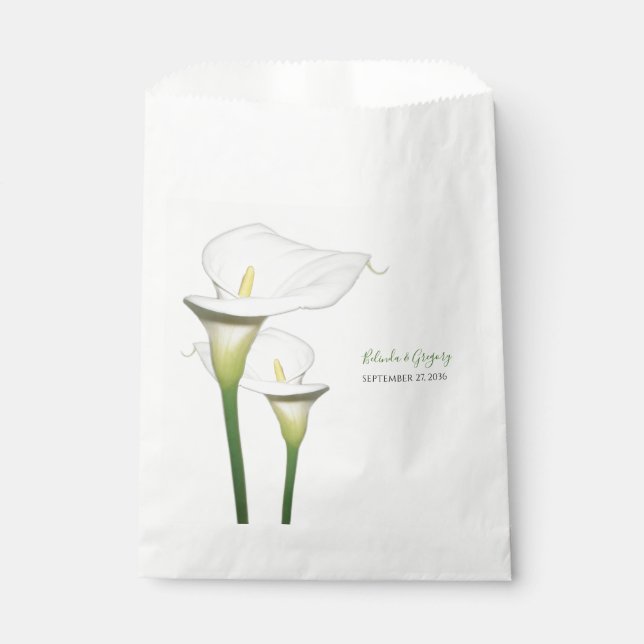 Elegant White Calla Lilies Wedding Favor Bag (Front)