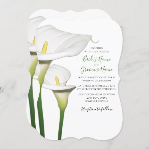 Elegant White Calla Lilies Wedding Invitations