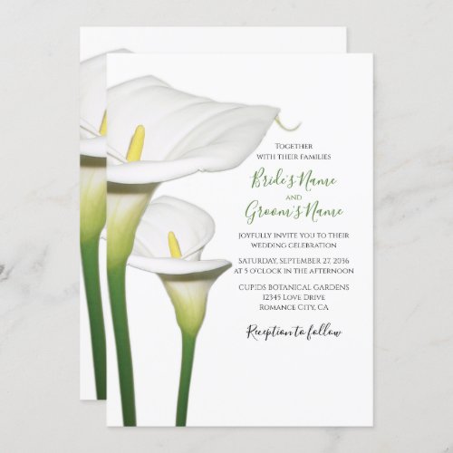 Elegant White Calla Lilies Wedding Invitations