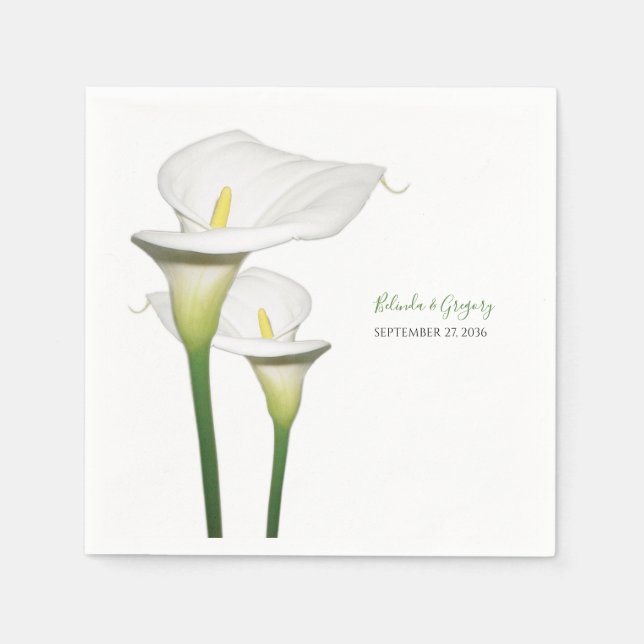 Elegant White Calla Lilies Wedding  Napkins (Front)