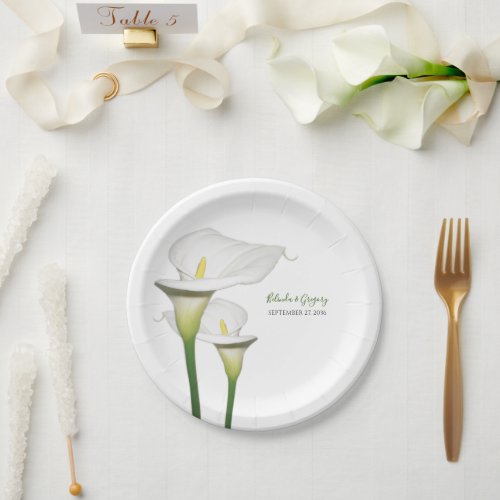 Elegant White Calla Lilies Wedding   Paper Plates