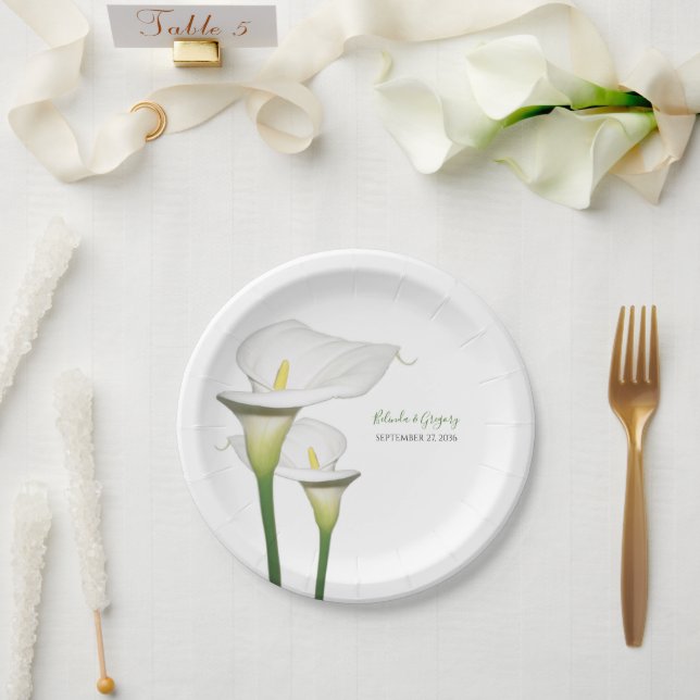 Elegant White Calla Lilies Wedding   Paper Plates (Wedding)