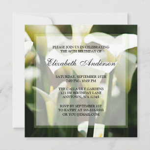 Elegant White Calla Lily 80th Birthday Party Invitation