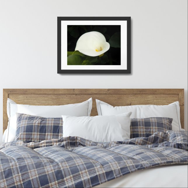 Elegant White Calla Lily Bloom Floral Framed Art (Bedroom)