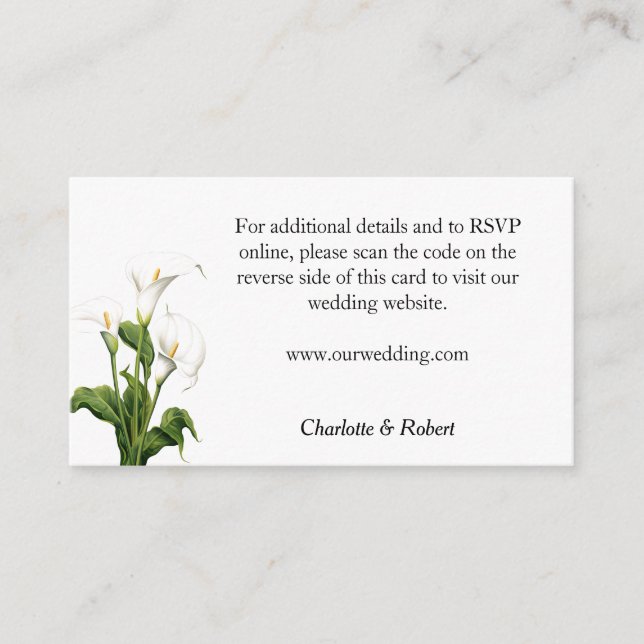 Elegant White Calla Lily  Enclosure Card (Front)