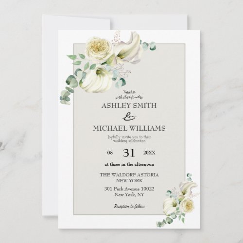 Elegant White Calla Lily  Eucalyptus Wedding Invitation