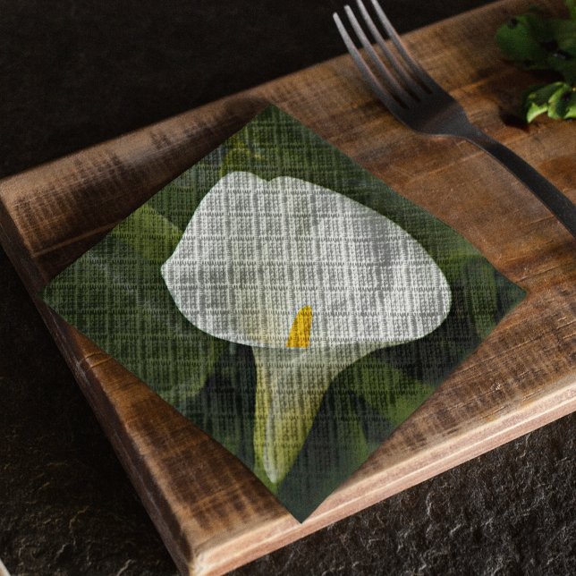 Elegant White Calla Lily Floral Napkins (In Situ Table)
