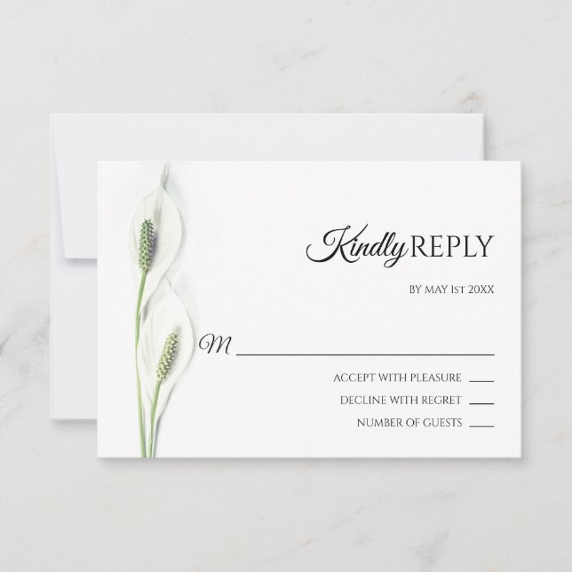 Elegant White Calla Lily Flowers RSVP Wedding (Front)