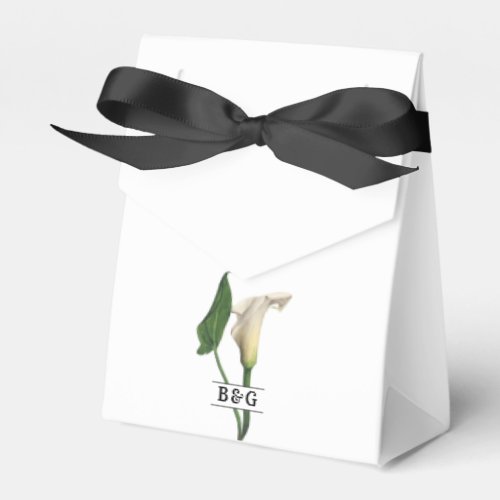 Elegant White Calla Lily Green Botanical Wedding Favor Boxes
