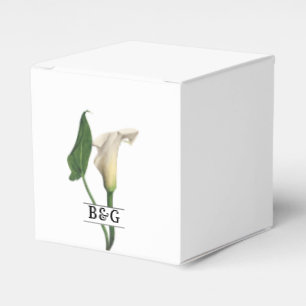 Elegant White Calla Lily Green Botanical Wedding Favor Boxes