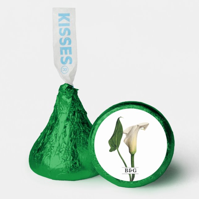 Elegant White Calla Lily Green Botanical Wedding Hershey®'s Kisses® (Front)