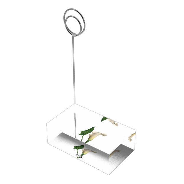 Elegant White Calla Lily Green Botanical Wedding Place Card Holder (Corner)
