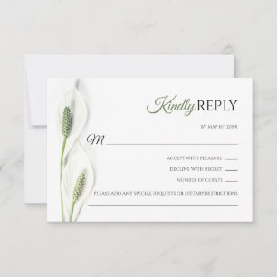 Elegant White Calla Lily Olive RSVP Wedding Card