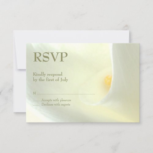 Elegant White Calla Lily RSVP Card