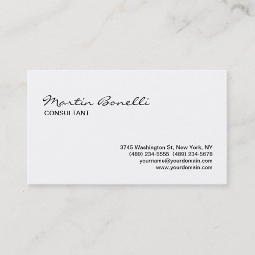 Elegant White Calligraphic Standard Business Card