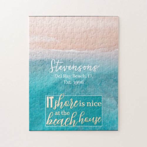 Elegant White Calligraphy Family Name Beach House