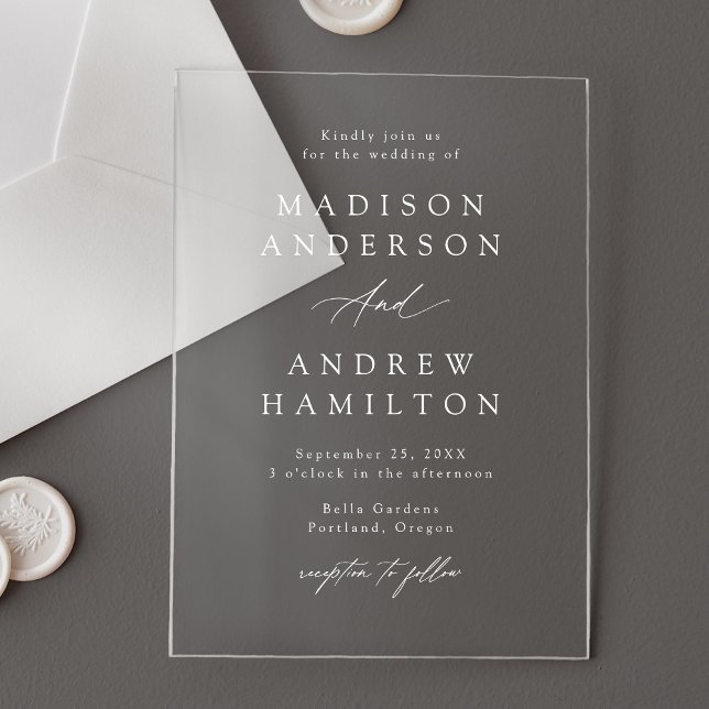 Elegant White Calligraphy Wedding Acrylic Invitations (Creator Uploaded)