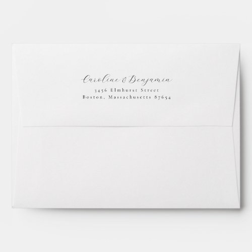 Elegant White Calligraphy Wedding Return Address Envelope