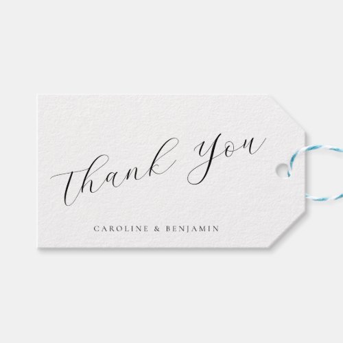 Elegant White Calligraphy Wedding Thank You Gift Tags