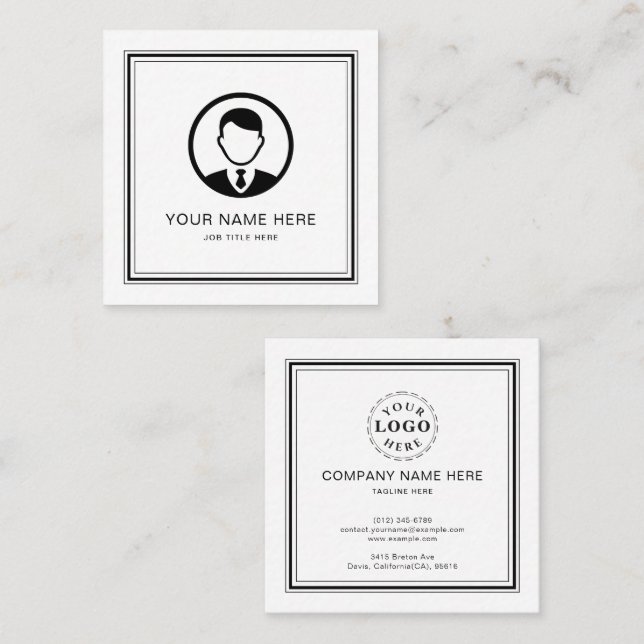 Elegant White Calling Card with Black Script (Front/Back)