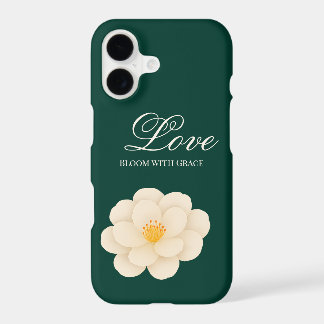 Elegant White Camellia Floral Dark Green Botanical iPhone 17 Case