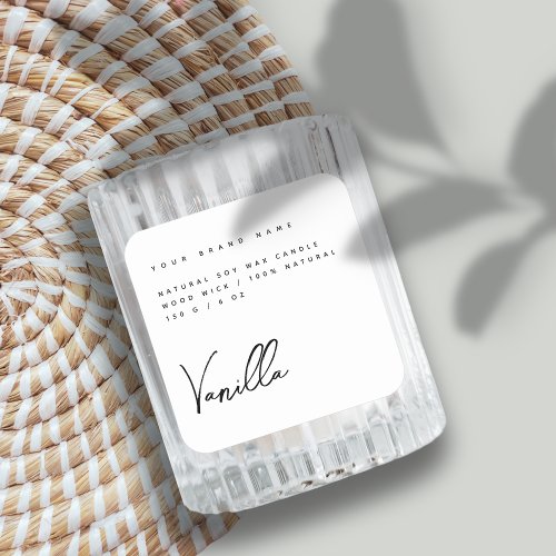 Elegant white candle product label