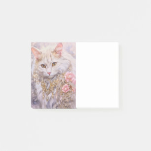 Elegant White Cat in Gold and Diamonds Post-it Notes
